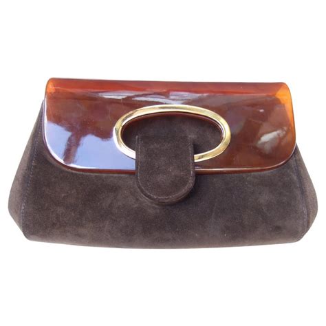 gucci brown velvet clutch